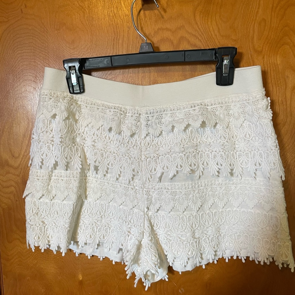 Express White High Waist Lace Shorts